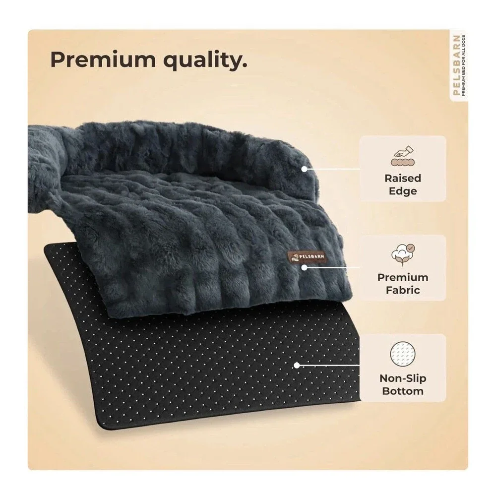 Pelsbarn Dog Bed for Couch Sofa w Non-Slip Oxford Bottom Large Gray 33 x 33 in